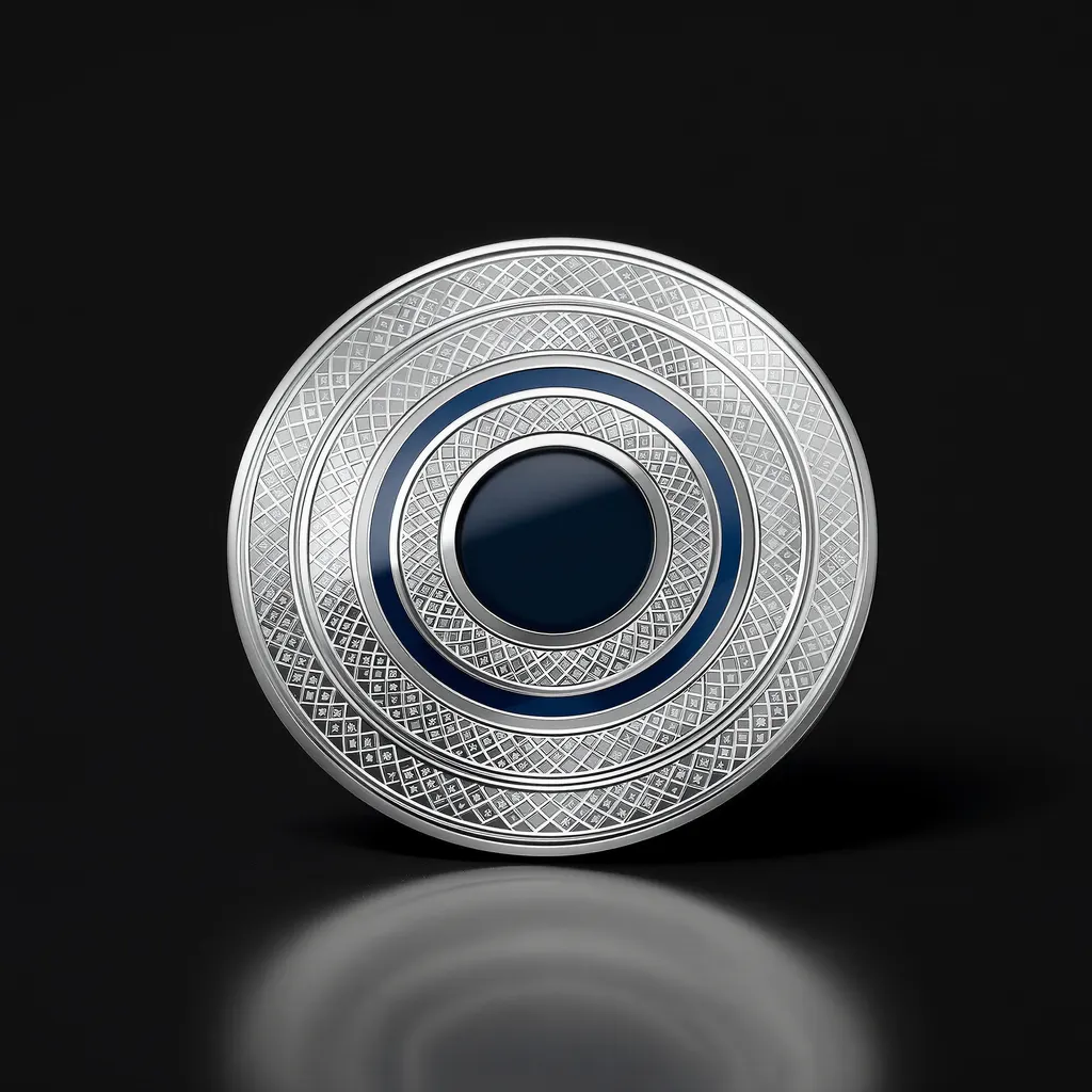 A platinum websbz medallion with a blue enamel center