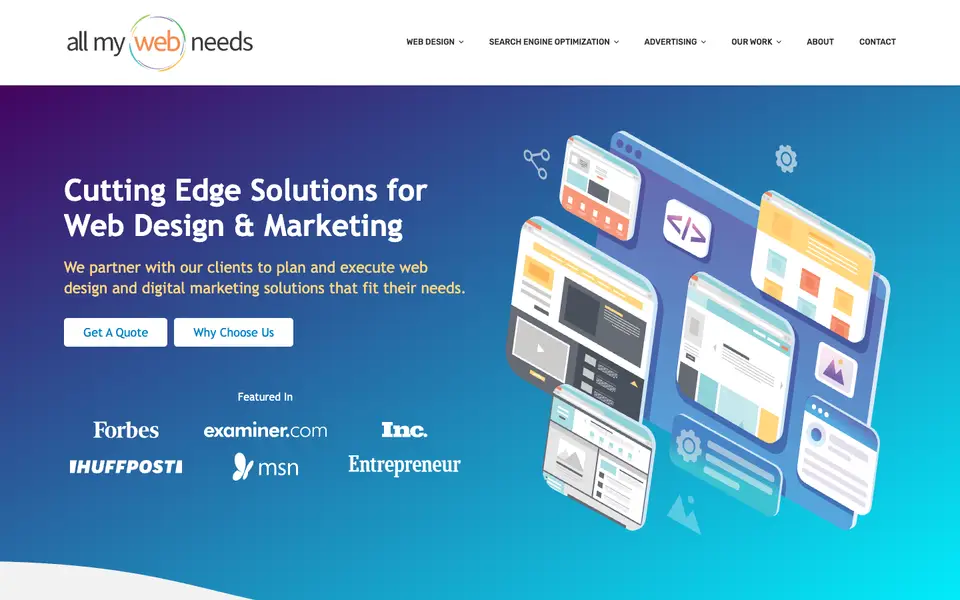 Home page of All My Web Needs at allmywebneeds.com