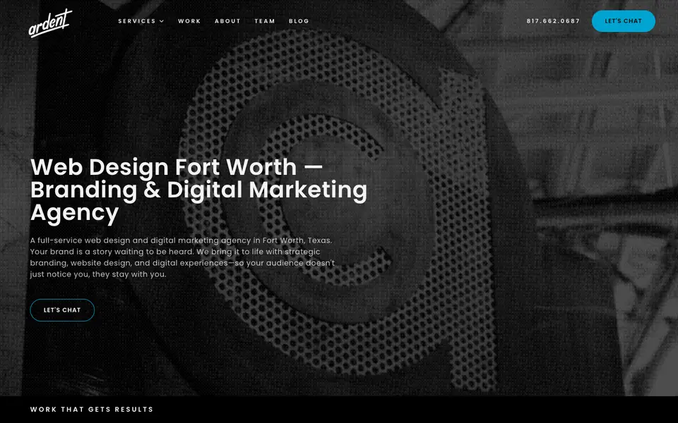 Home page of Ardent Creative at ardentcreative.com