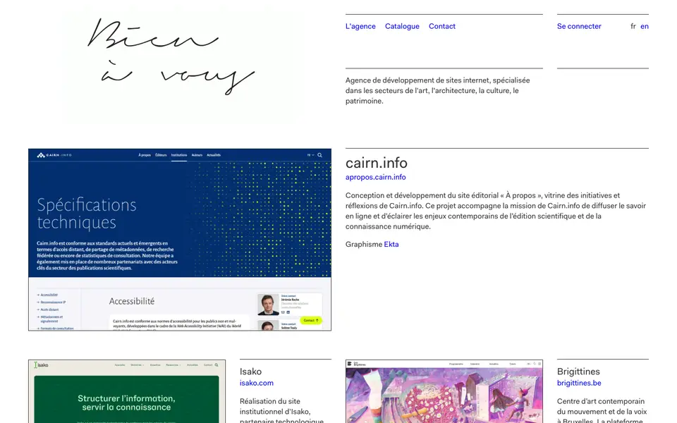 Home page of bien à vous, agence web at bienavous.be