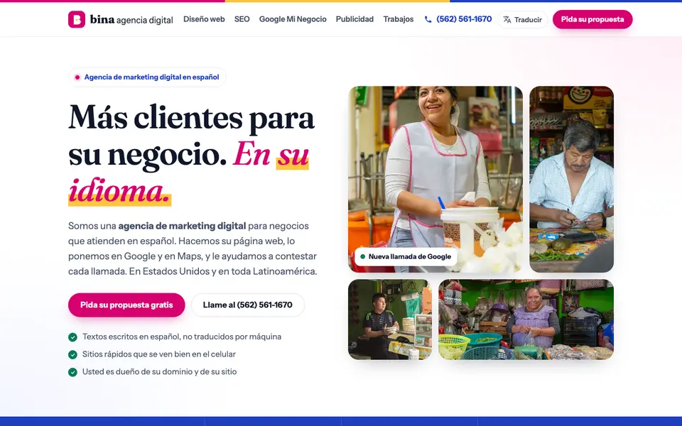 Home page of Bina Agencia Digital at binagenciadigital.com