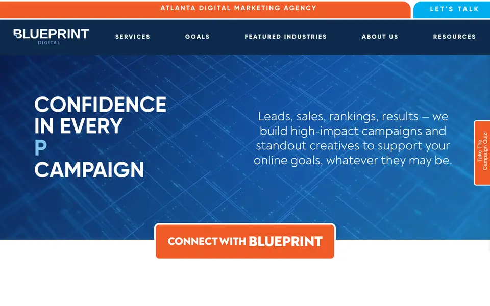 Home page of Blueprint Digital at blueprintdigital.com