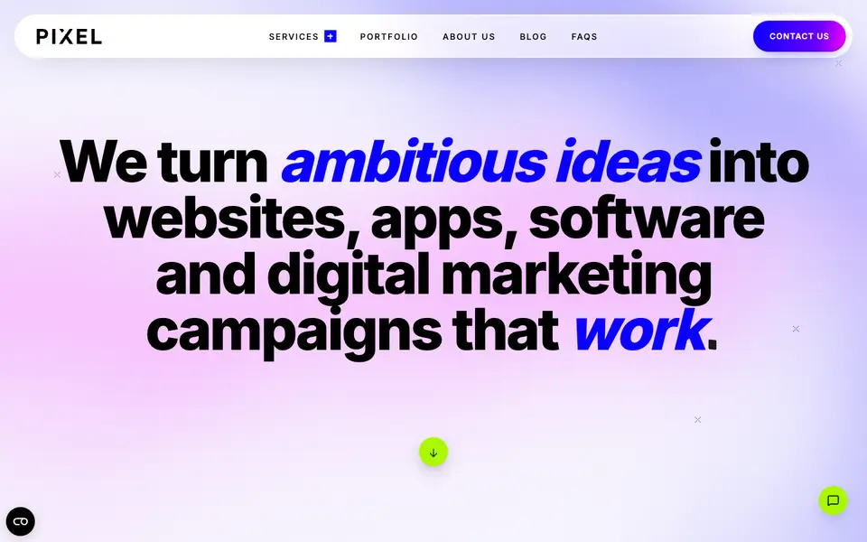 Home page of Pixel at builtbypixel.com