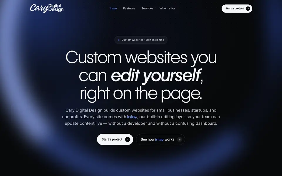 Home page of Cary Digital Design at carydigitaldesign.com