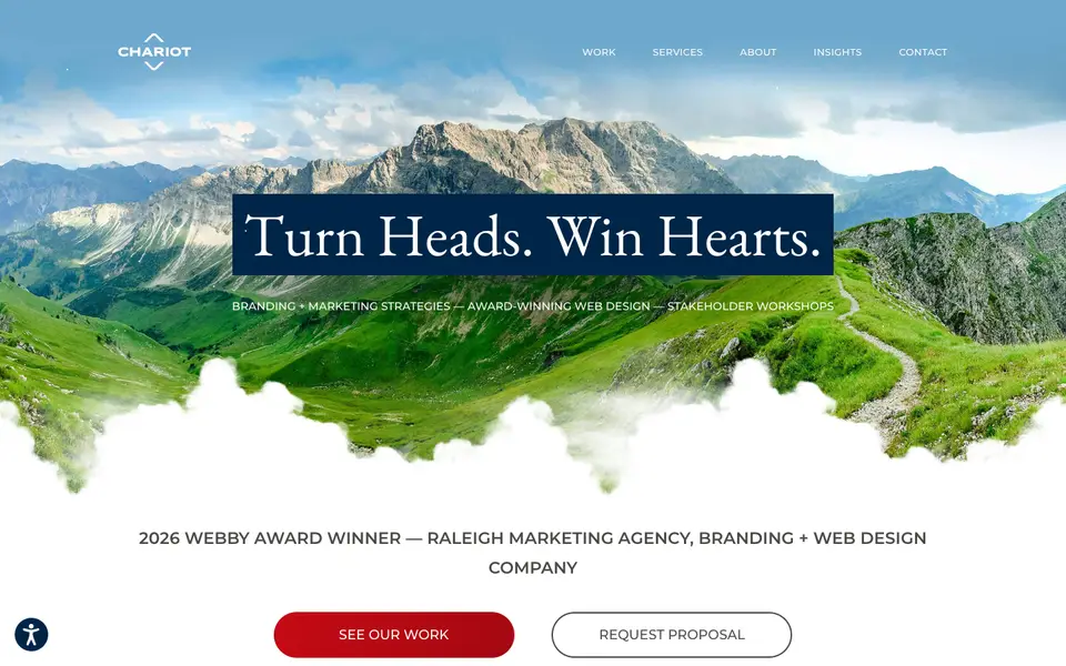 Home page of Chariot Creative at chariotcreative.com