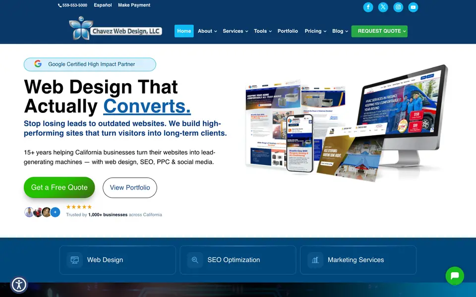 Home page of Chavez Web Design at chavezwebdesign.com