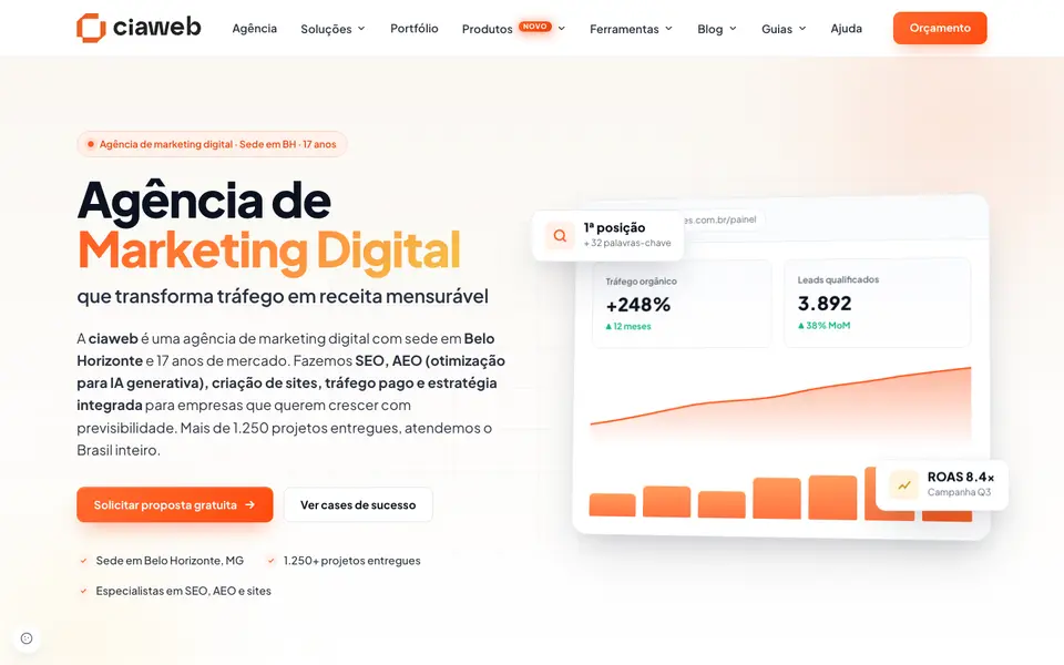 Home page of ciaweb at ciawebsites.com.br