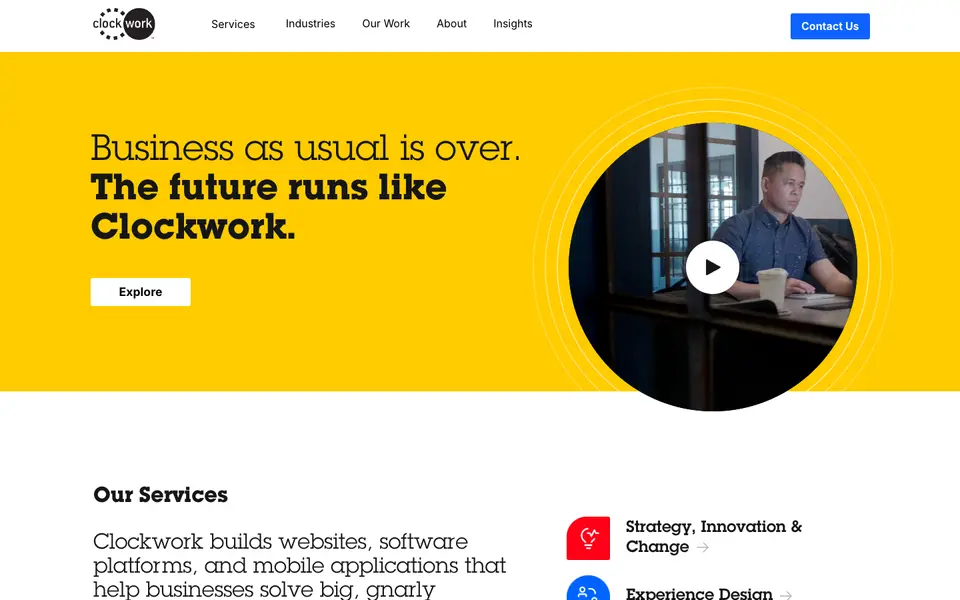 Home page of Clockwork at clockwork.com
