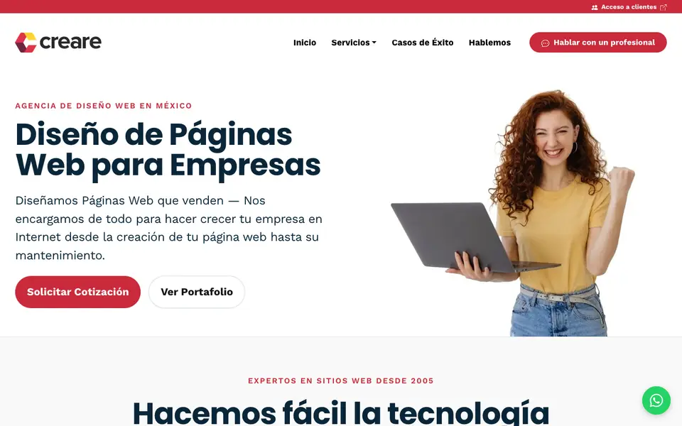 Home page of Creare at creare.com.mx