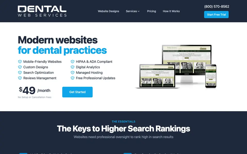 Home page of Dental Web Services at dentalwebservices.com