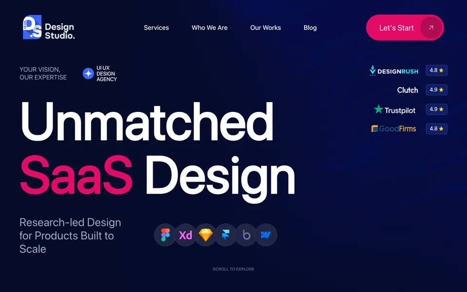 Home page of Design Studio UI/UX at designstudiouiux.com