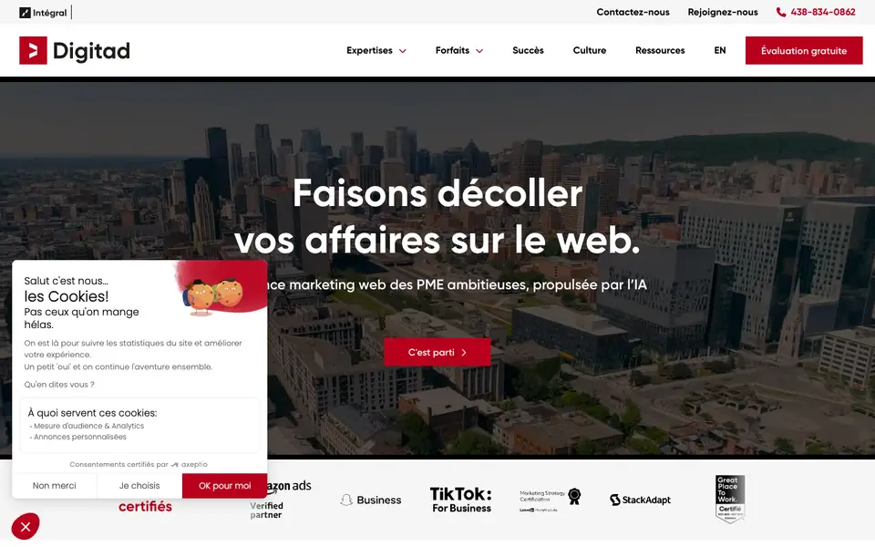 Home page of Digitad at digitad.ca