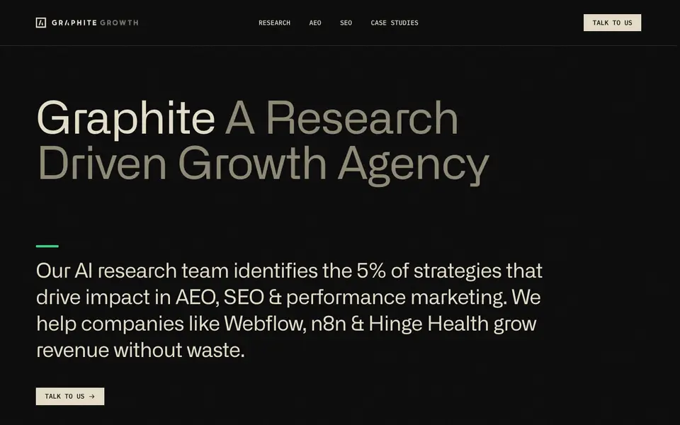 Home page of Graphite Growth at graphite.io