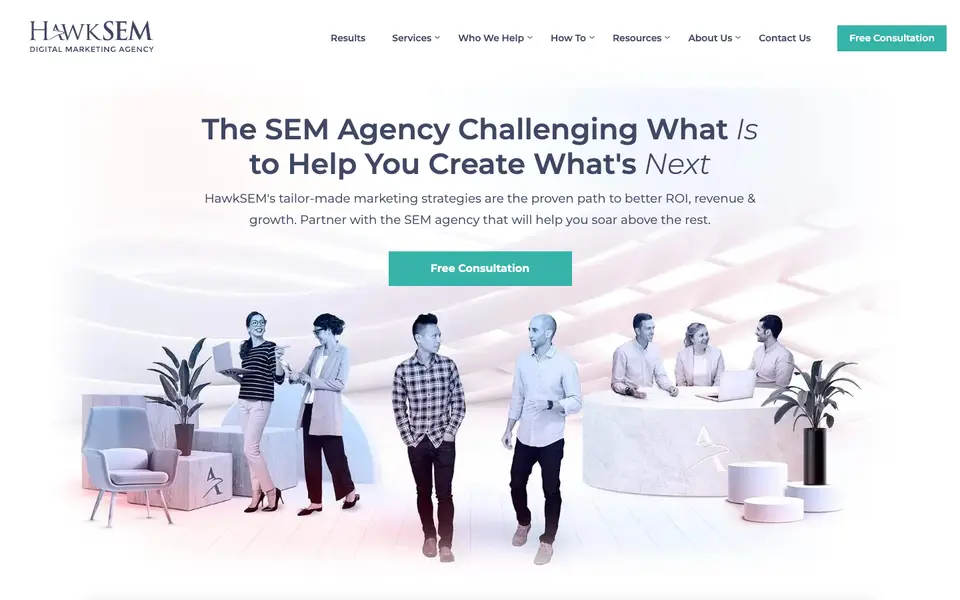 Home page of HawkSEM at hawksem.com