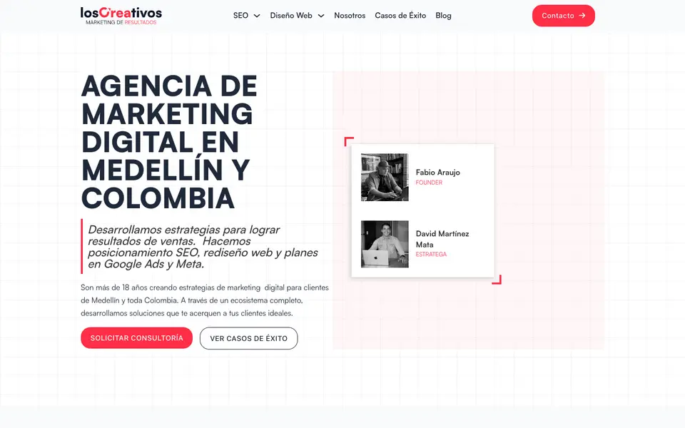 Home page of Los Creativos at loscreativos.co