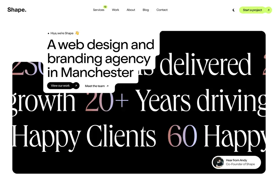 Home page of Shape at madebyshape.co.uk
