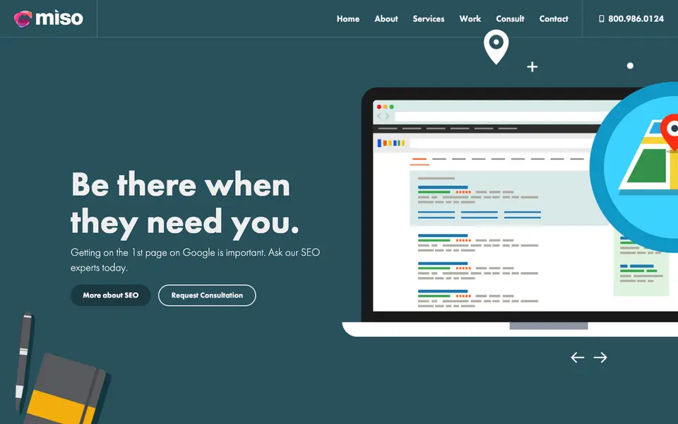 Home page of Miso Web Design at misowebdesign.com