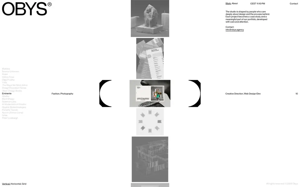 Home page of Obys at obys.agency
