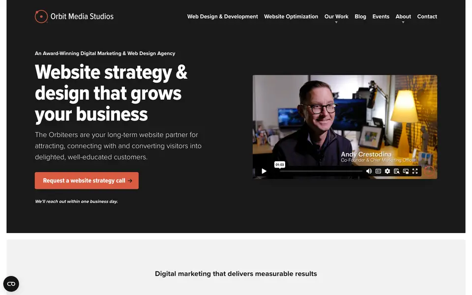 Home page of Orbit Media Studios at orbitmedia.com
