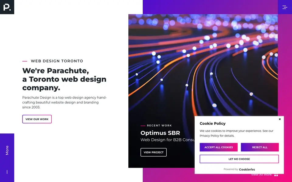 Home page of Parachute Design Group at parachutedesign.ca