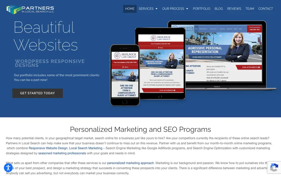 Home page of Partners In Local Search at partnersinlocalsearch.com