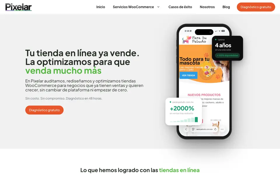 Home page of Pixelar at pixelar.com.mx