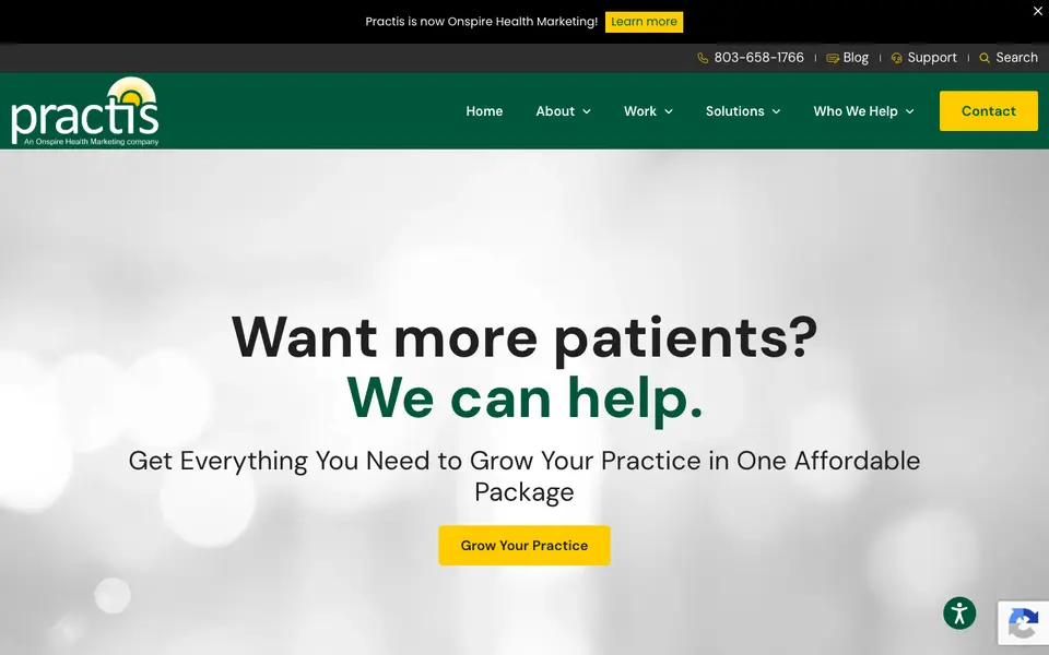 Home page of Practis at practis.com