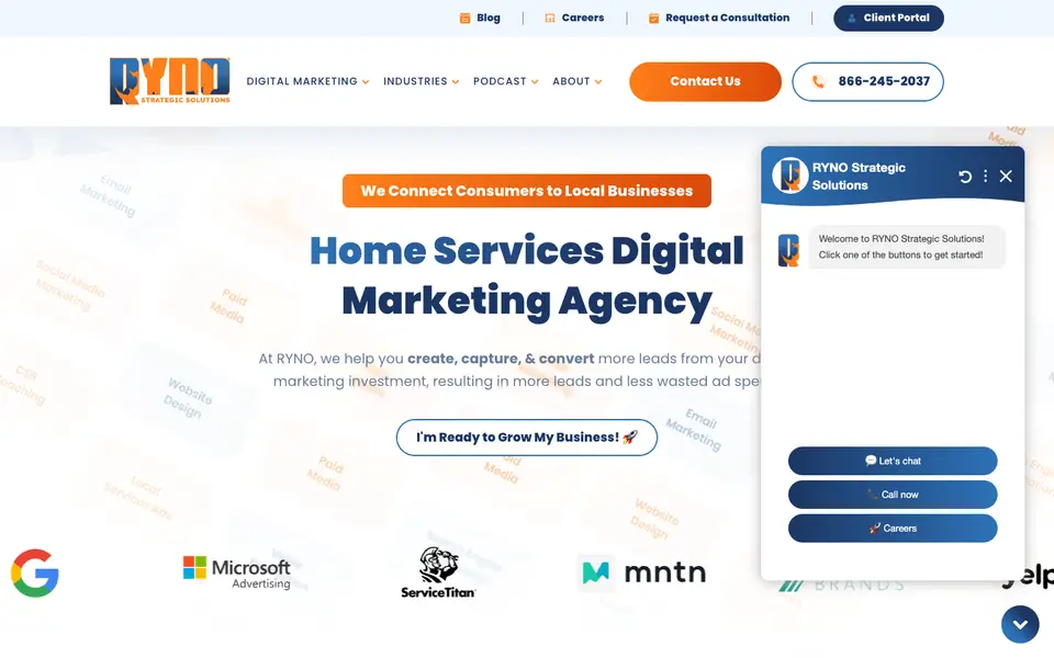 Home page of RYNO Strategic Solutions at rynoss.com