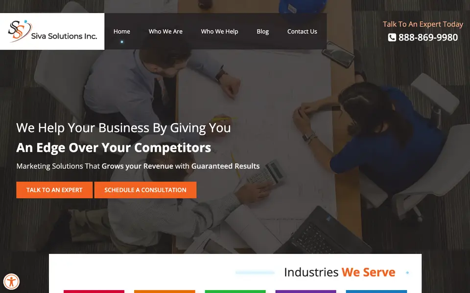 Home page of Siva Solutions at sivasolutions.com