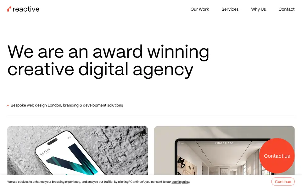 Home page of Reactive Graphics at web-designlondon.co.uk