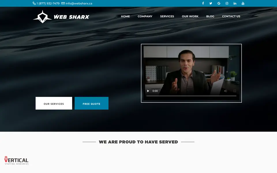 Home page of Web Sharx at websharx.ca
