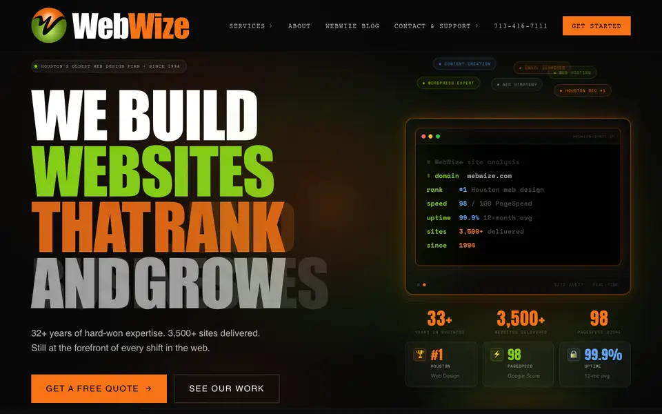 Home page of WebWize at webwize.com