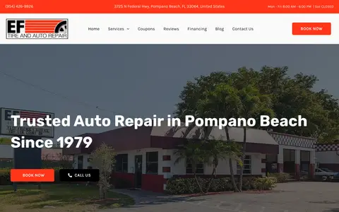 Home page of eftireandautorepair.com, a client site credited to Accodelades