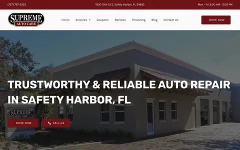 Home page of supremeautocare.net, a client site credited to Accodelades