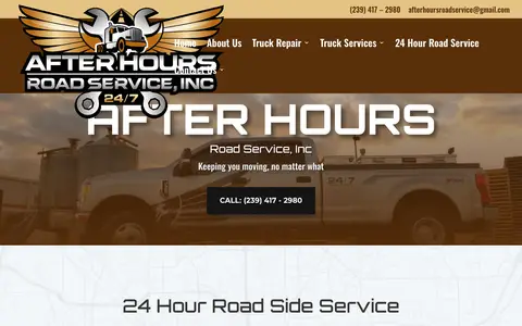 Home page of afterhoursroadservice.com, a client site credited to Advantage Media Partners