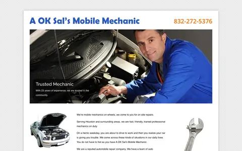 Home page of aokmobilemechanic.net, a client site credited to Advantage Media Partners