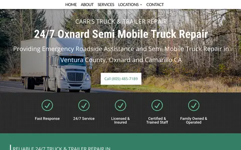 Home page of carrstruckrepair.com, a client site credited to Advantage Media Partners