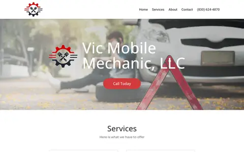 Home page of vicmobilemechanicllc.com, a client site credited to Advantage Media Partners
