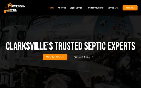 Home page of thehometownseptic.com, a client site credited to All My Web Needs