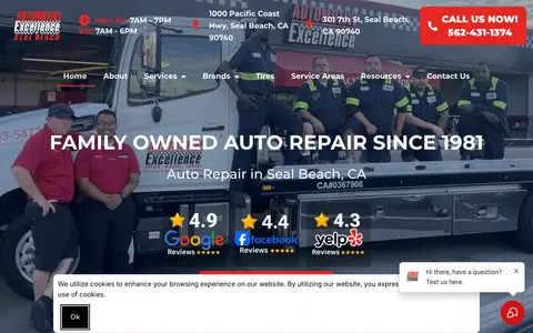 Home page of sealbeachauto.com, a client site credited to Advanced Digital Automotive Group