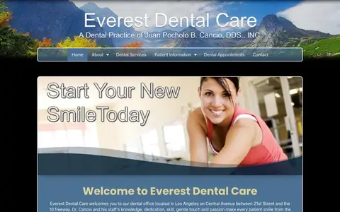 Home page of everestdentalcare.com, a client site credited to BNE Creative