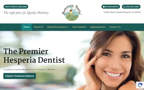 Home page of ourhometowndental.com, a client site credited to BNE Creative