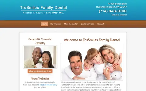 Home page of trusmilesfamilydental.com, a client site credited to BNE Creative