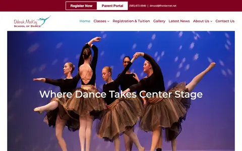 Home page of deborahmackayschoolofdance.com, a client site credited to B Square Web