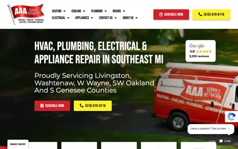 Home page of aaaservicenetwork.com, a client site credited to CAMP Digital