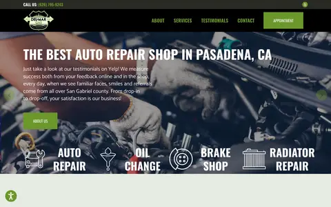Home page of delmarautopasadena.com, a client site credited to Caspian Services