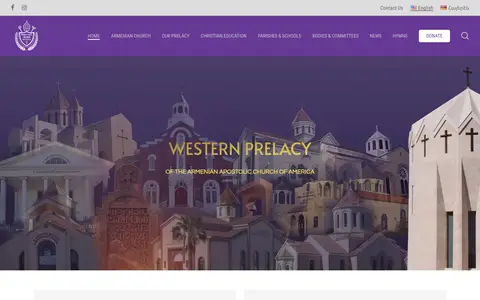Home page of westernprelacy.org, a client site credited to Caspian Services