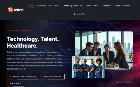 Home page of tekcelinc.com, a client site credited to CGxperts
