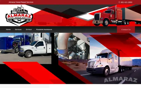 Home page of almarazdieselrepair.com, a client site credited to Chavez Web Design