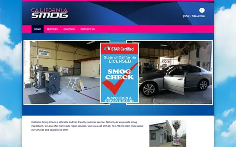Home page of smogcheckvisalia.com, a client site credited to Chavez Web Design